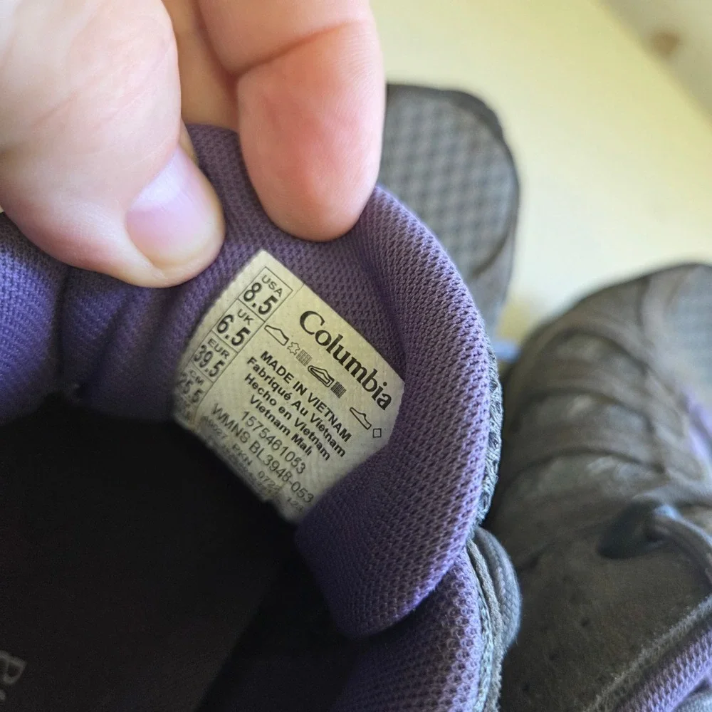 Columbia Redmond Hiking Shoes Grey Purple Trail Sneakers BL3948-053 Size 8.5